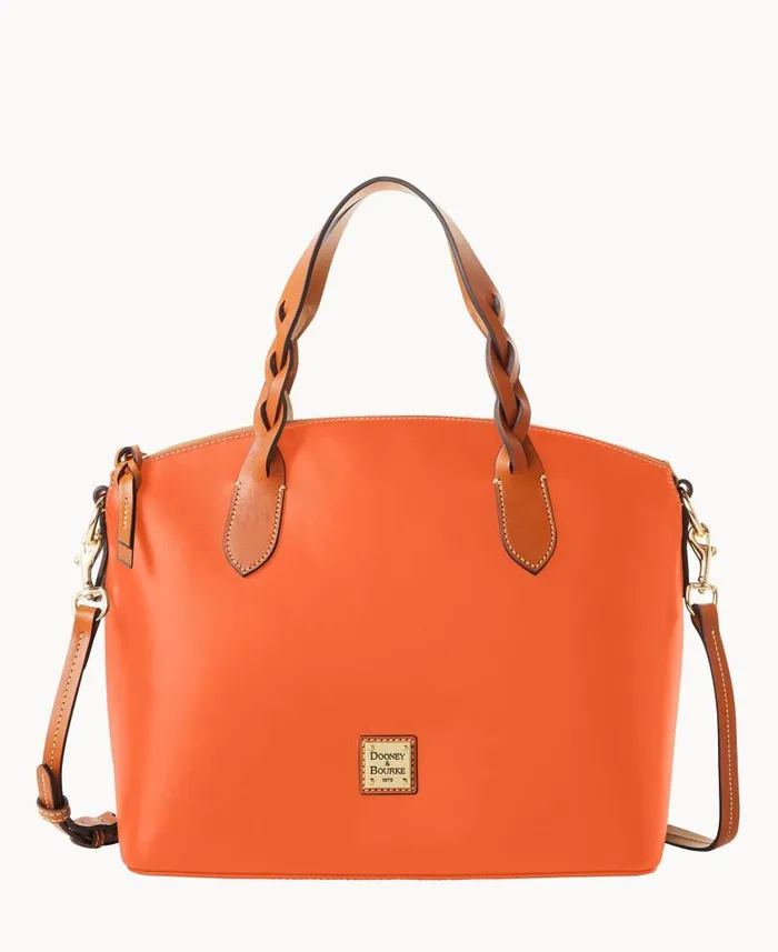 Dooney and Bourke Wexford Leather Celeste Satchel Coral WomenMen Satchels