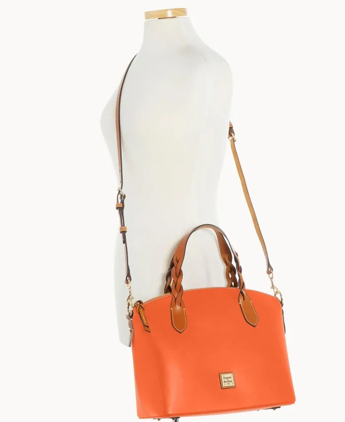 Dooney and Bourke Wexford Leather Celeste Satchel Coral WomenMen Satchels