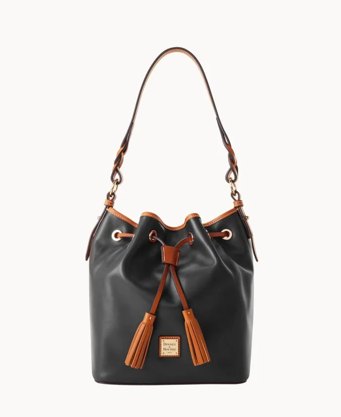Dooney and Bourke Wexford Leather Tasha Drawstring Black WomenMen Shoulder Bags
