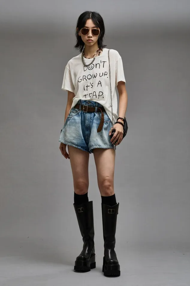DOUBLE BELT LOOP VENTI SHORT 8211 TURNER BLUE Women R13 Denim