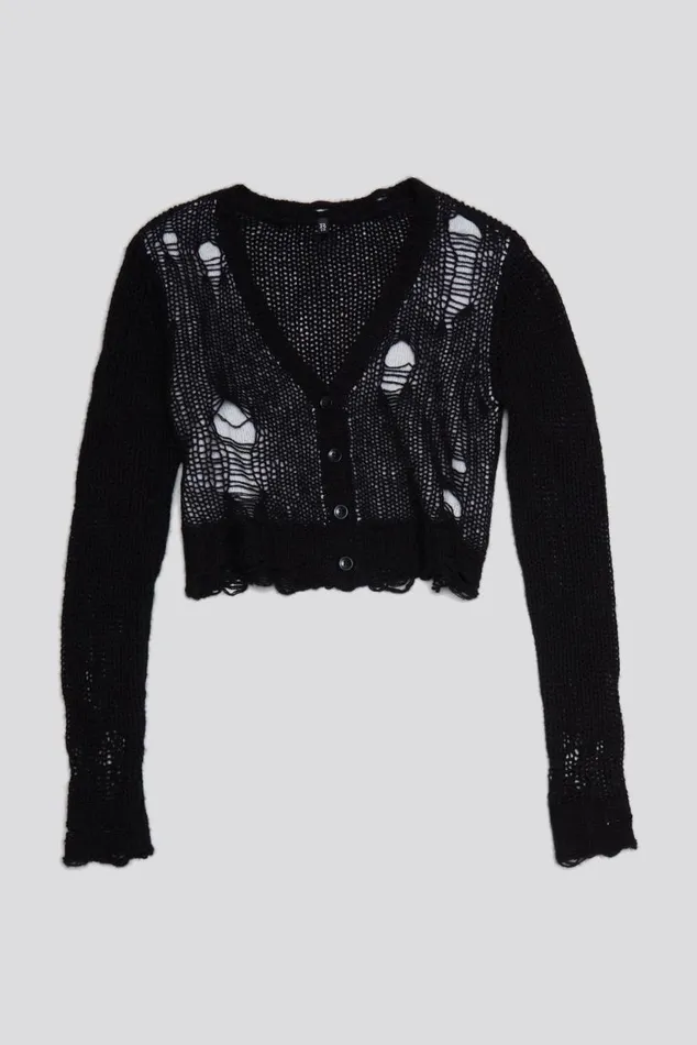 DOUBLE LAYER BABY CARDIGAN 8211 BLACK AND ECRU Women R13 Sweaters