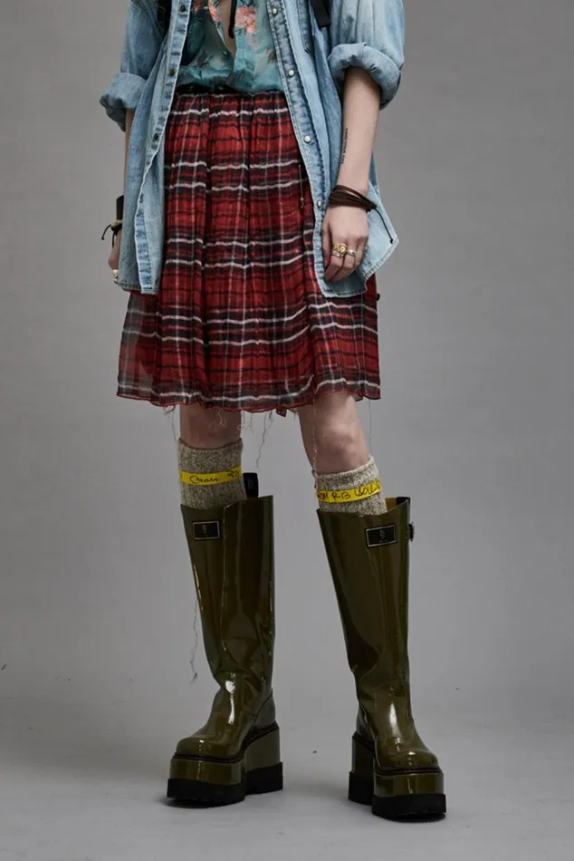 DOUBLE LAYER KILT SKIRT 8211 RED PLAID Women R13 Dresses and Skirts