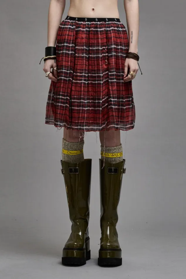 DOUBLE LAYER KILT SKIRT 8211 RED PLAID Women R13 Dresses and Skirts