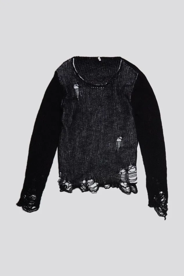 DOUBLE LAYER RELAXED SWEATER 8211 BLACK AND ECRU Women R13 Sweaters