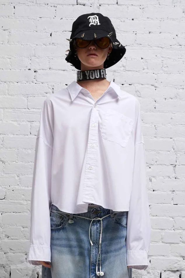 DROP NECK CROPPED SHIRT 8211 WHITE Women R13 Tops