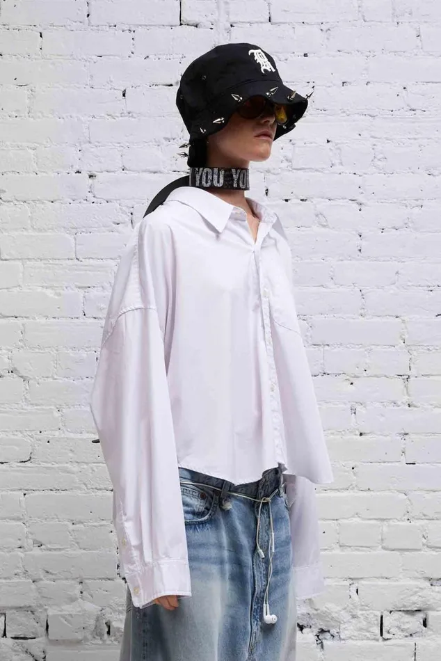 DROP NECK CROPPED SHIRT 8211 WHITE Women R13 Tops