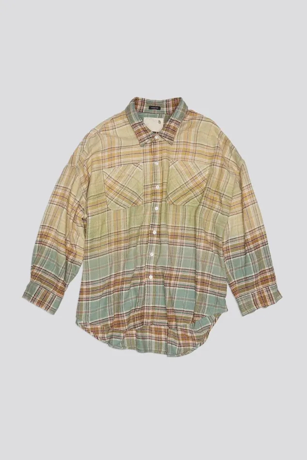 DROP NECK WORKSHIRT 8211 GREEN GRADIENT PLAID Women R13 Tops