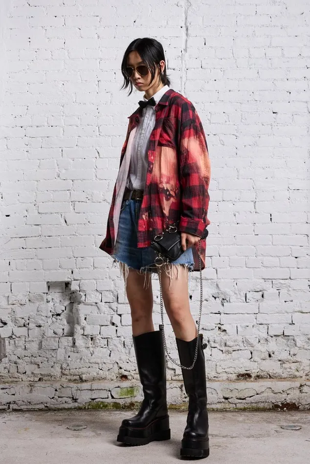 DROP NECK WORKSHIRT 8211 RED BUFFALO OVERDYE Women R13 Tops