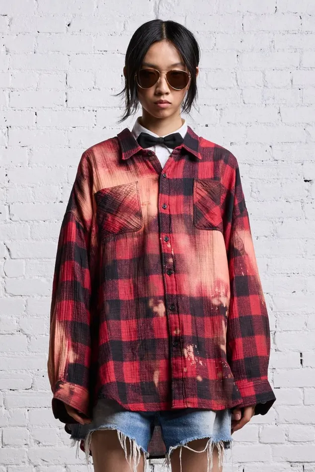 DROP NECK WORKSHIRT 8211 RED BUFFALO OVERDYE Women R13 Tops