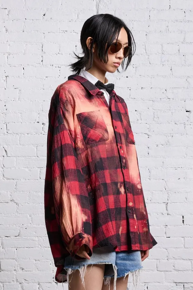 DROP NECK WORKSHIRT 8211 RED BUFFALO OVERDYE Women R13 Tops