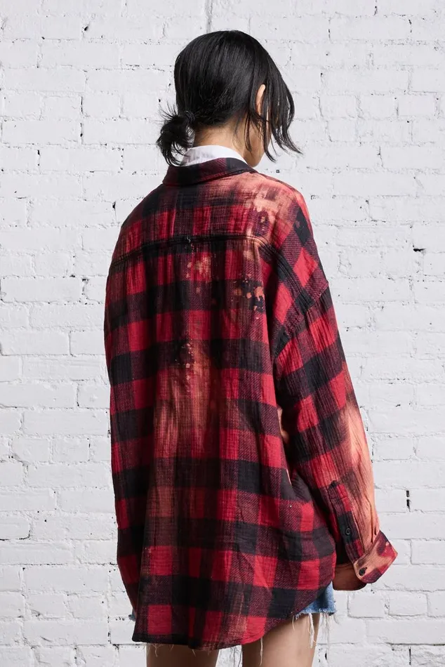 DROP NECK WORKSHIRT 8211 RED BUFFALO OVERDYE Women R13 Tops