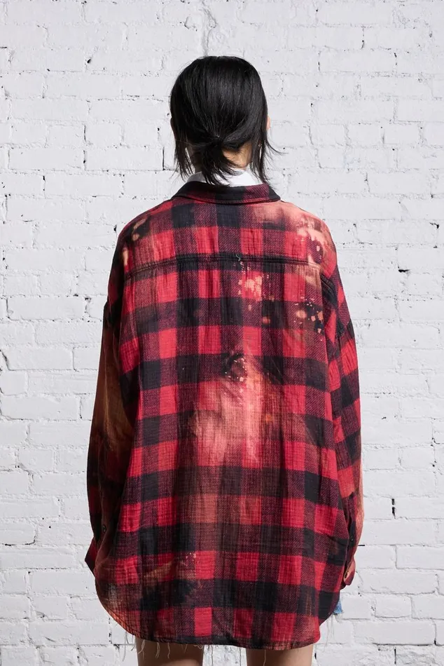 DROP NECK WORKSHIRT 8211 RED BUFFALO OVERDYE Women R13 Tops