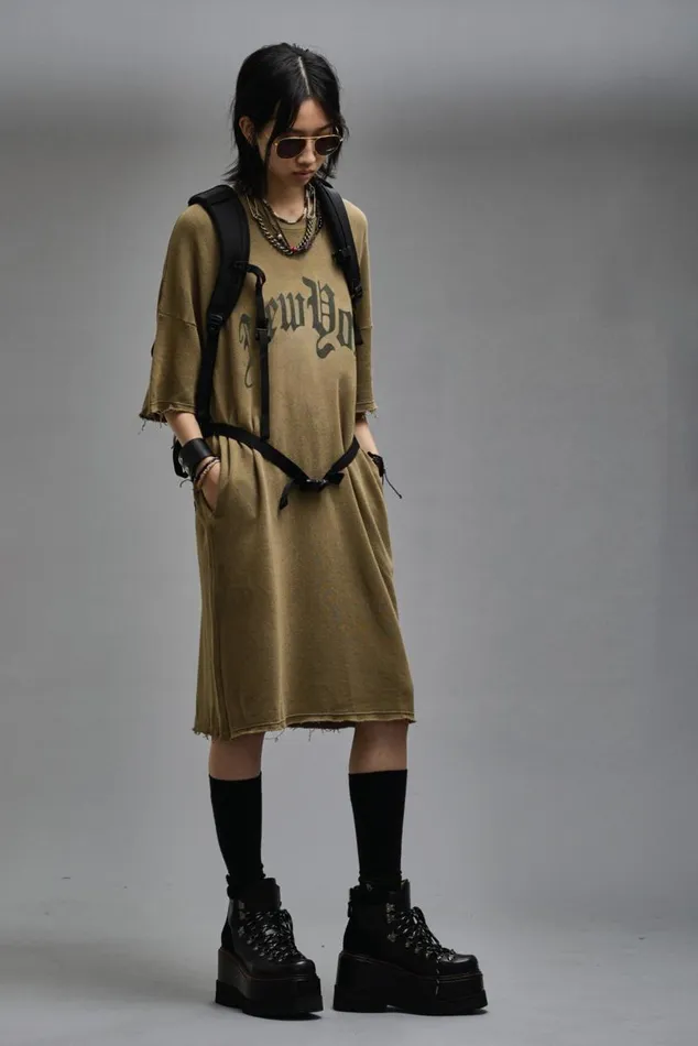 ELONGATED SHIRTDRESS 8211 OLIVE Women R13 Dresses and Skirts