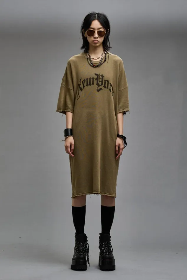 ELONGATED SHIRTDRESS 8211 OLIVE Women R13 Dresses and Skirts