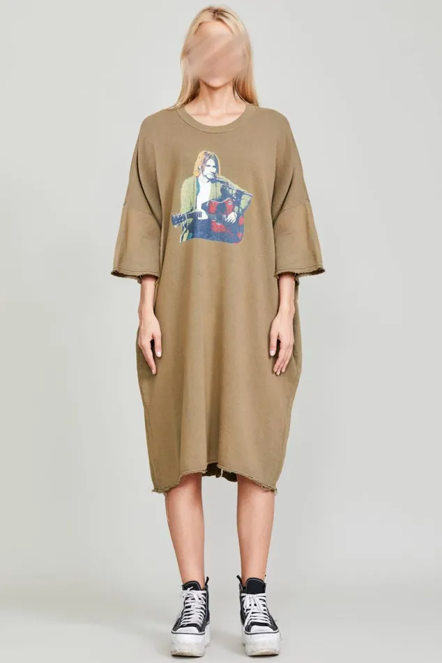 ELONGATED TSHIRT DRESS 8211 KURT CONCERT PRINT Women R13 Dresses and Skirts