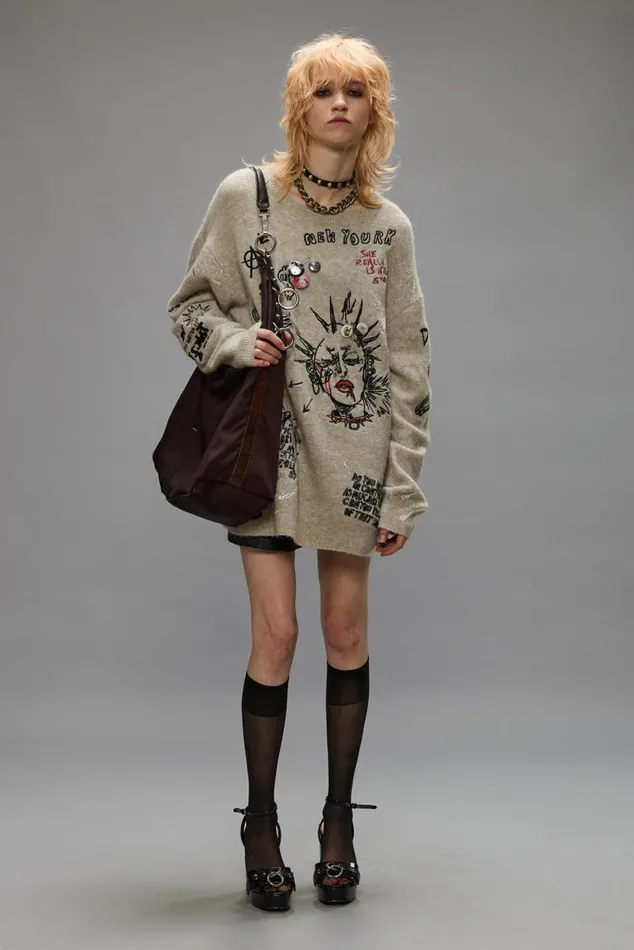 EMBROIDERED BOYFRIEND SWEATER 8211 OATMEAL Women R13 Sweaters