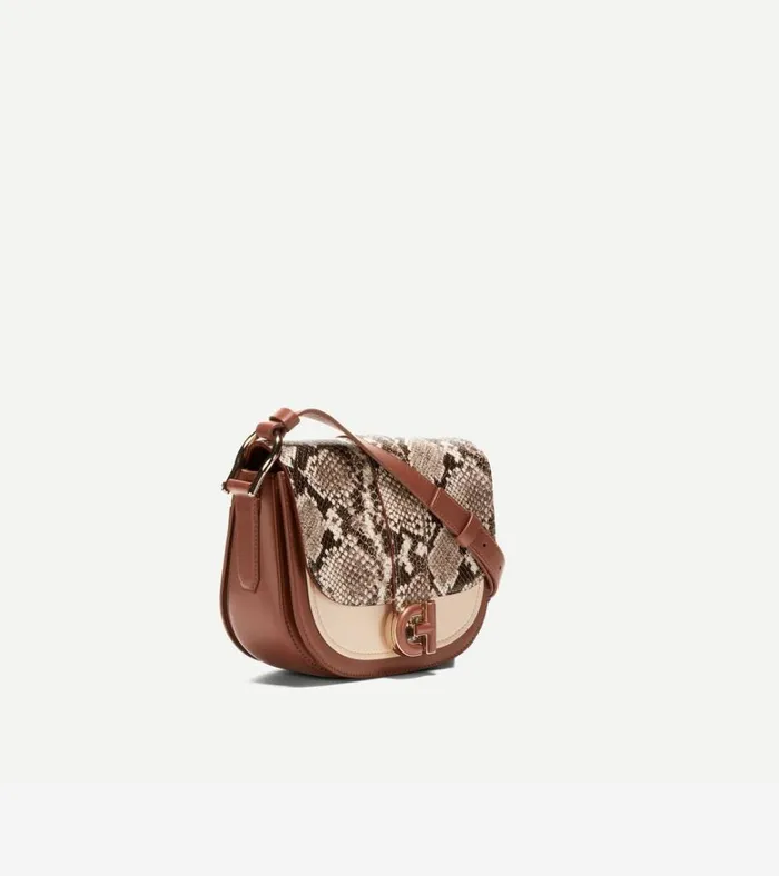 Essential Mini Saddle Snake Printsanddark Cuoio Brown Women Cole Haan Crossbody Bags