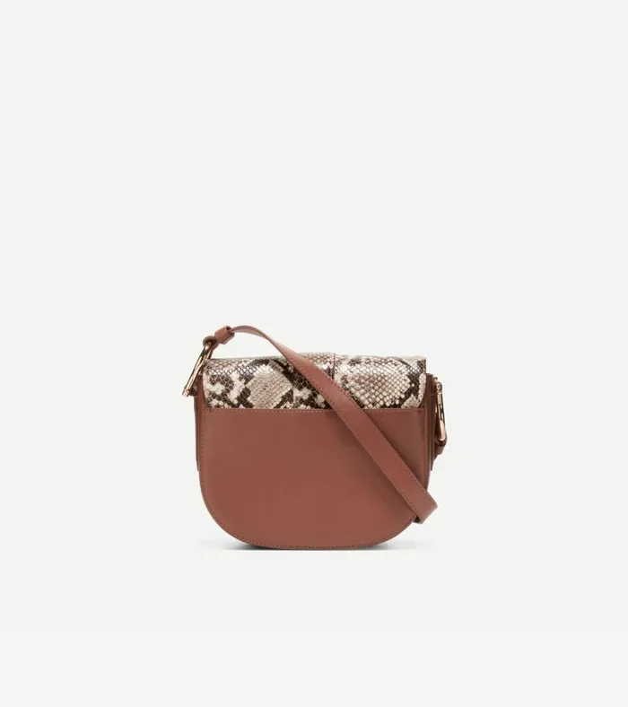Essential Mini Saddle Snake Printsanddark Cuoio Brown Women Cole Haan Crossbody Bags