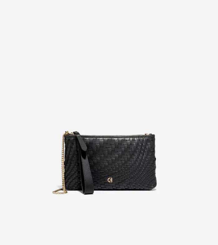 Essential Pouch Genevieve Weave Black Women Cole Haan Wallets and Wristlets