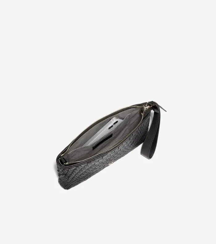 Essential Pouch Genevieve Weave Black Women Cole Haan Wallets and Wristlets