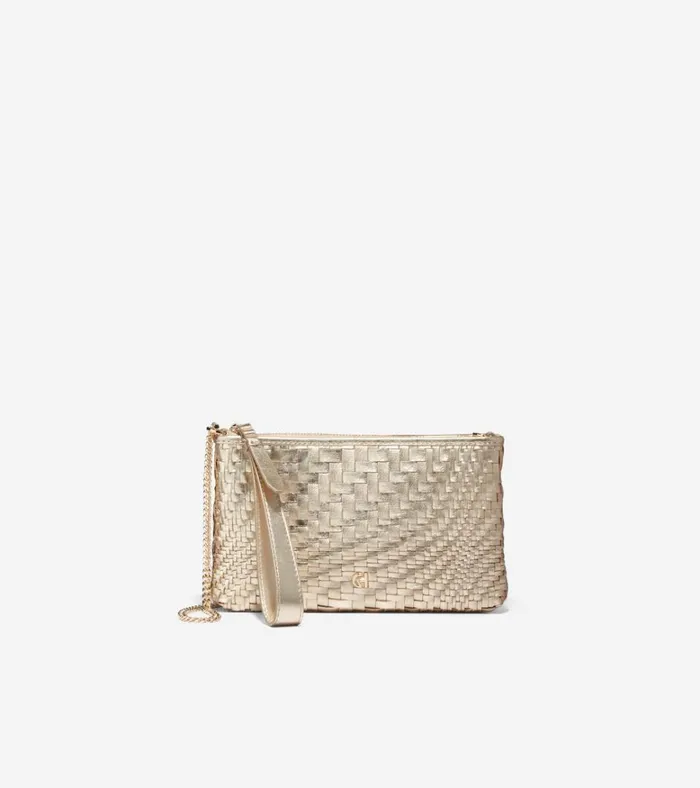 Essential Pouch Genevieve Weave Gold Women Cole Haan Wallets and Wristlets