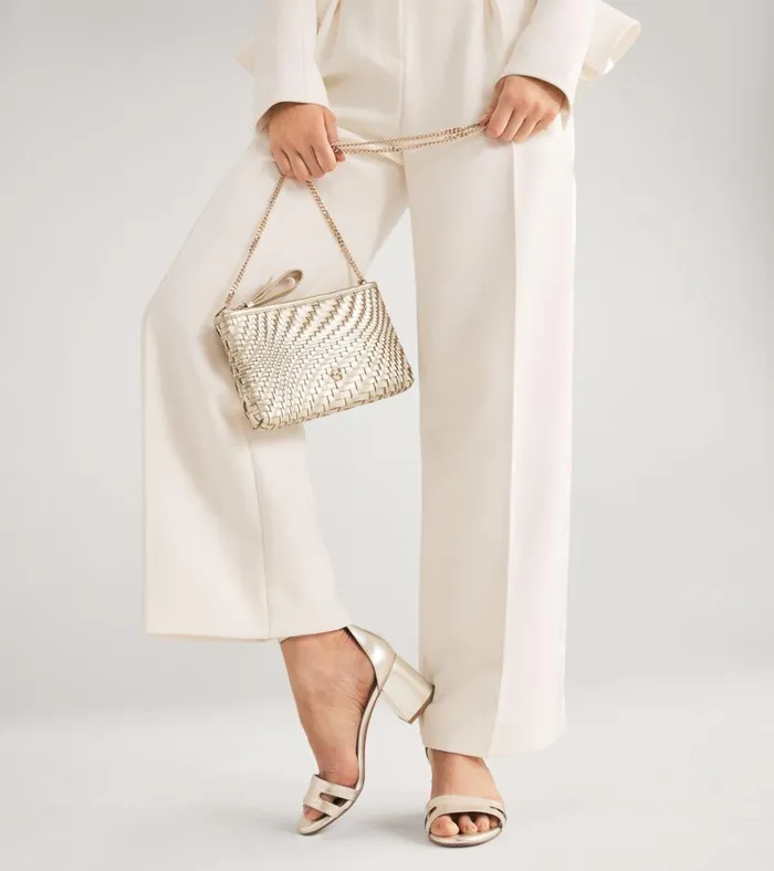 Essential Pouch Genevieve Weave Gold Women Cole Haan Wallets and Wristlets