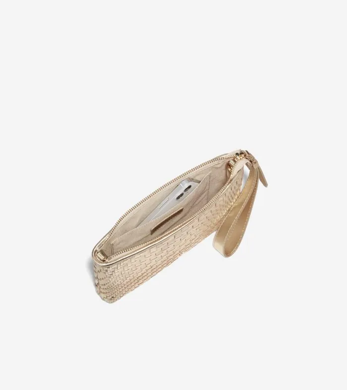 Essential Pouch Genevieve Weave Gold Women Cole Haan Wallets and Wristlets