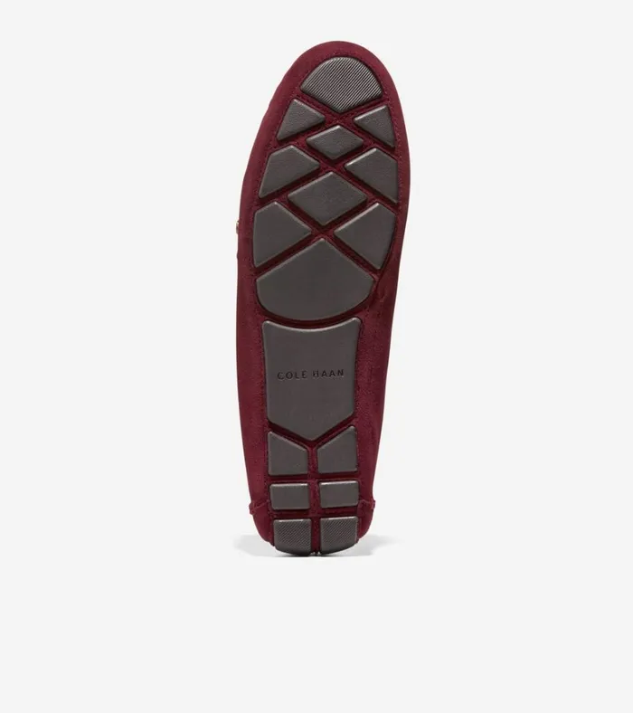 Evelyn Bow Driver Bloodstone Suede Women Cole Haan Loafers and Drivers