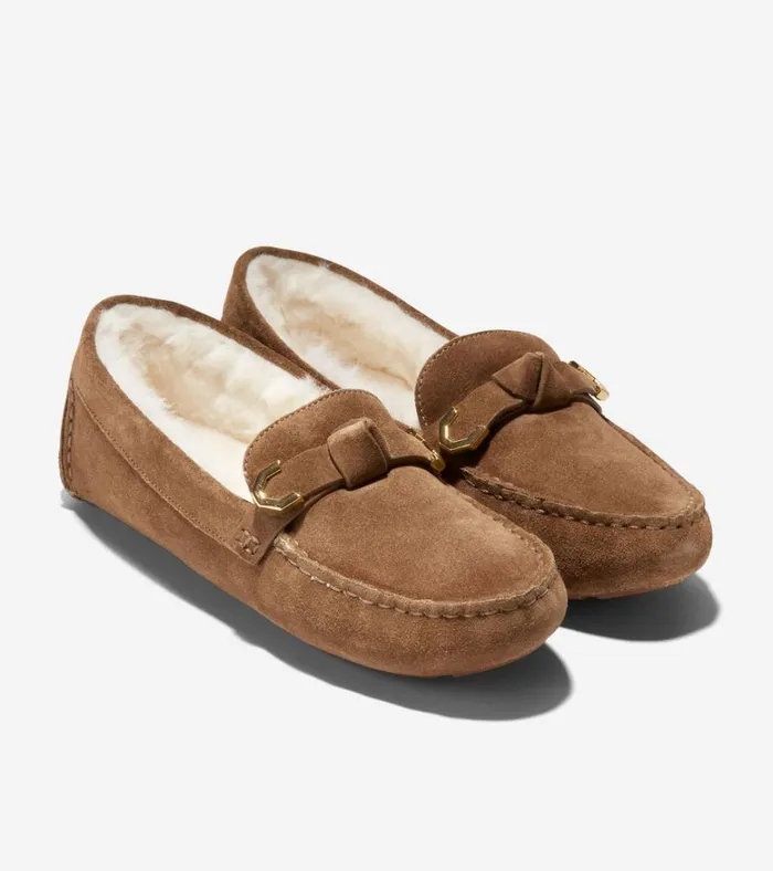 Evelyn Bow Drivers Golden Toffee Women Cole Haan Loafers and Drivers