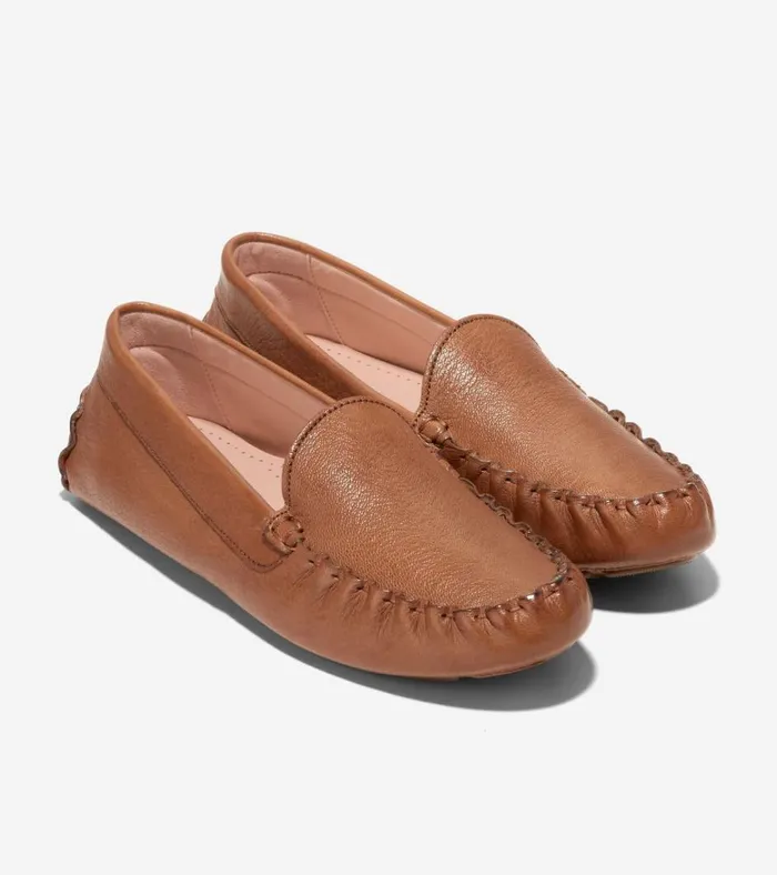 Evelyn Driver Pecan Leather Women Cole Haan Loafers and Drivers