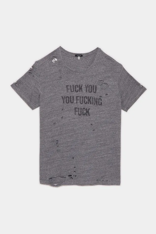 FU Ripped Boy T 8211 Heather Grey Official Site Women R13 TShirts
