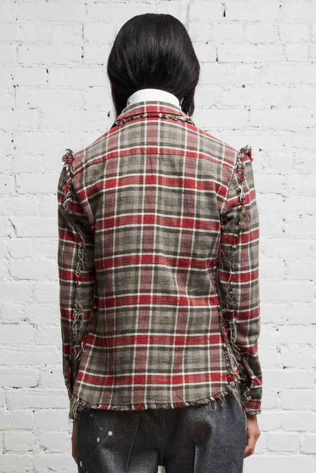FLAT SLEEVE SHIRT 8211 GREY PLAID Women R13 Tops