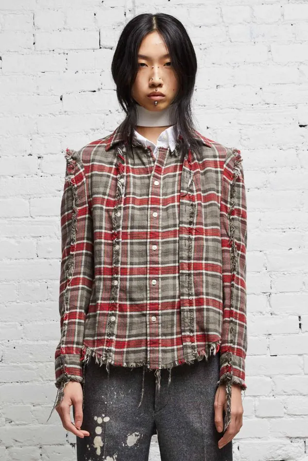 FLAT SLEEVE SHIRT 8211 GREY PLAID Women R13 Tops