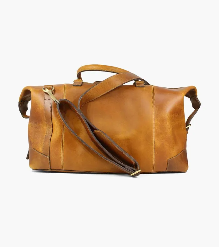 Florsheim Bags Akalin Buffalo Leather Duffel Bag Cognac 8211 Men