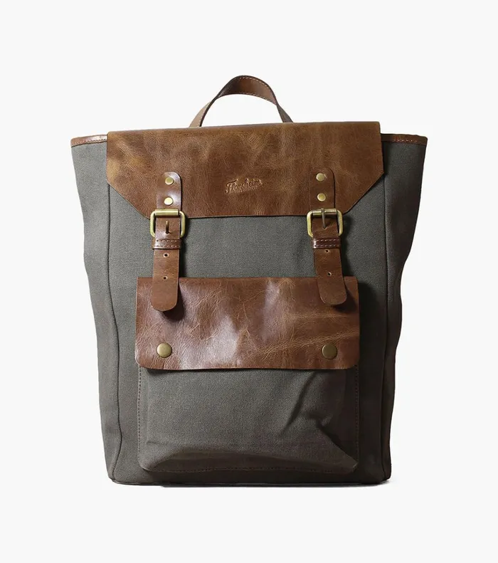 Florsheim Bags Orazio CanvasLeather Backpack Gray 8211 Men