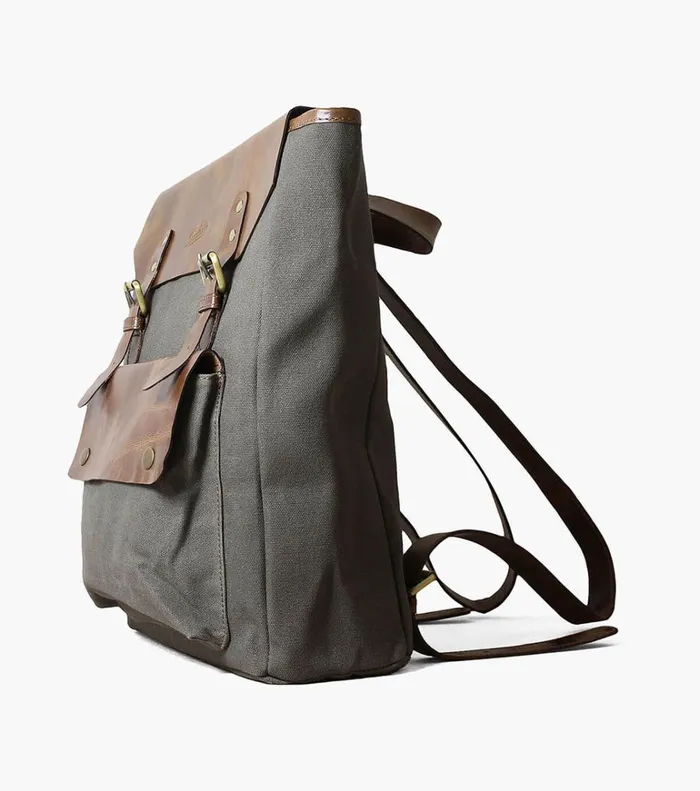 Florsheim Bags Orazio CanvasLeather Backpack Gray 8211 Men