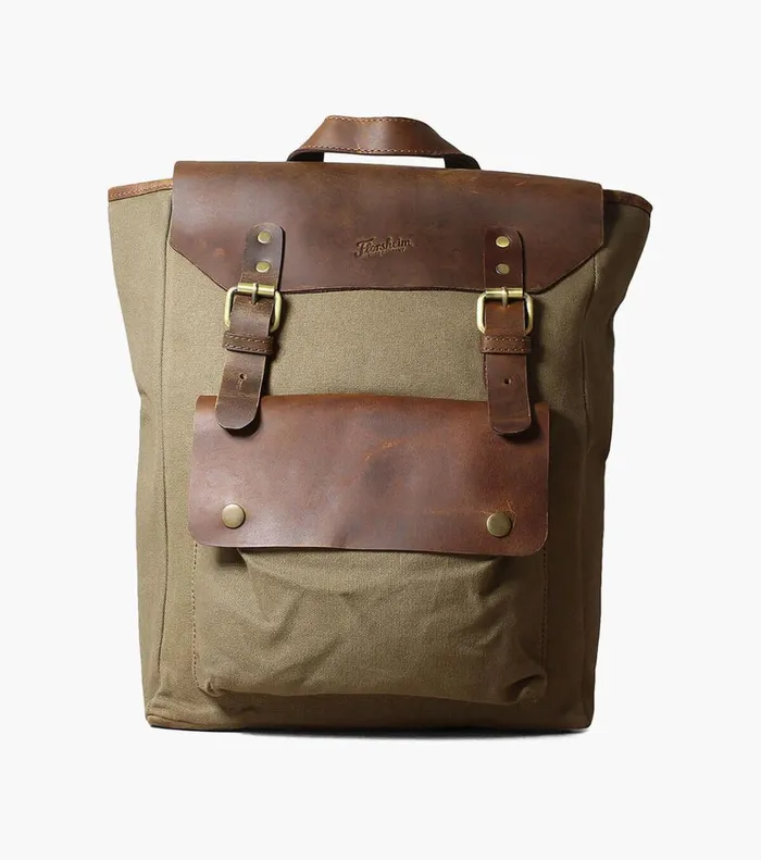Florsheim Bags Orazio CanvasLeather Backpack Green 8211 Men