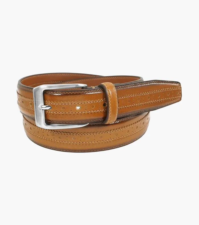 Florsheim Belts and Suspenders Boselli Center Brogue Belt Cognac 8211 Men