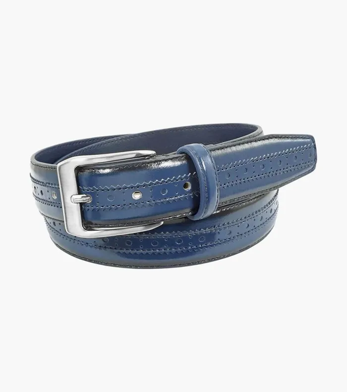 Florsheim Belts and Suspenders Boselli Center Brogue Belt Navy 8211 Men