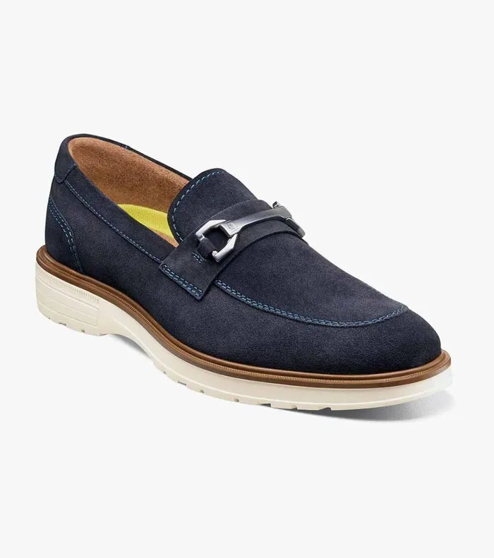 Florsheim Dress Shoes Astor Moc Toe Bit Loafer Navy Suede 8211 Men
