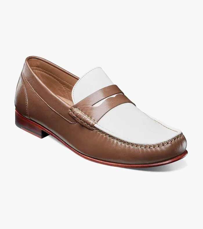 Florsheim Dress Shoes Beaufort Moc Toe Penny Loafer Cognac White 8211 Men