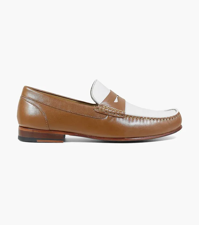 Florsheim Dress Shoes Beaufort Moc Toe Penny Loafer Cognac White 8211 Men