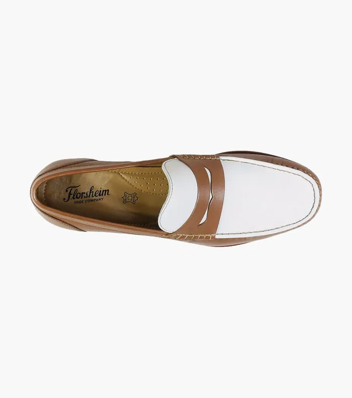 Florsheim Dress Shoes Beaufort Moc Toe Penny Loafer Cognac White 8211 Men