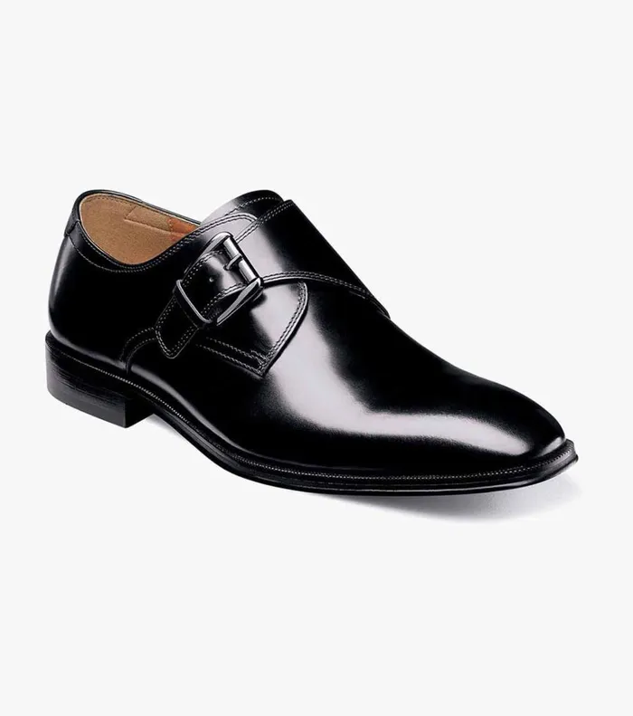 Florsheim Dress Shoes Belfast Plain Toe Monk Strap Black 8211 Men