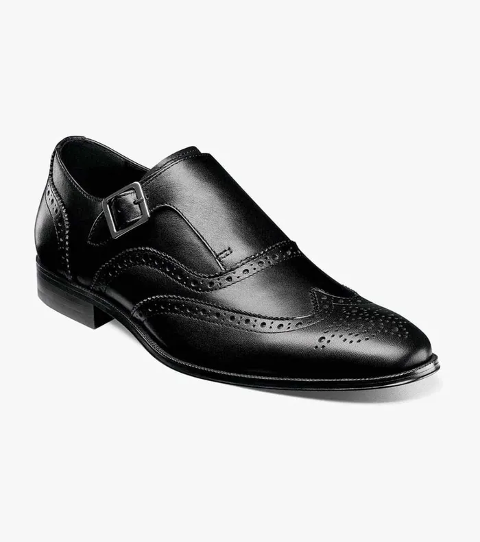 Florsheim Dress Shoes Jetson Wingtip Monk Strap Black 8211 Men