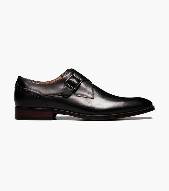 Florsheim Dress Shoes Sorrento Plain Toe Single Monk Strap Black 8211 Men