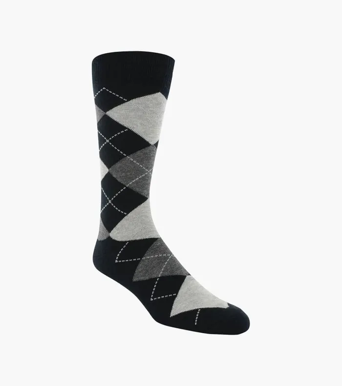 Florsheim Socks Classic Argyle Crew Dress Socks Blackgray 8211 Men