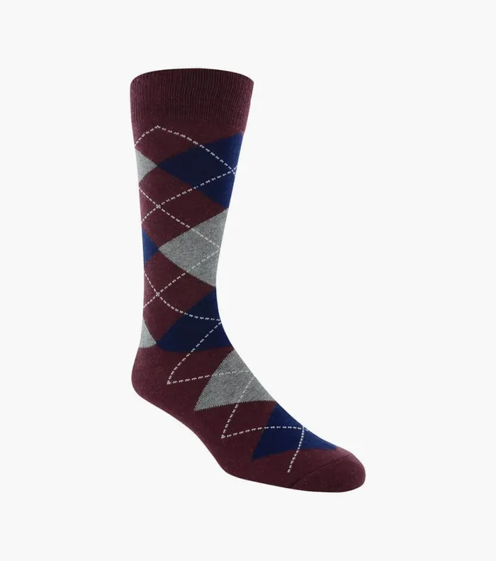 Florsheim Socks Classic Argyle Crew Dress Socks Burgundy 8211 Men