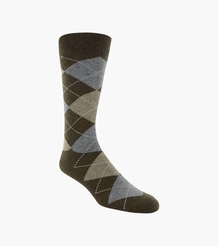Florsheim Socks Classic Argyle Crew Dress Socks Chocolate 8211 Men
