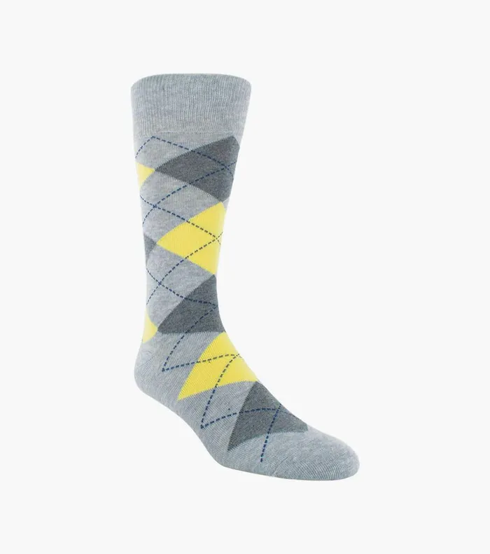 Florsheim Socks Classic Argyle Crew Dress Socks Light Gray 8211 Men